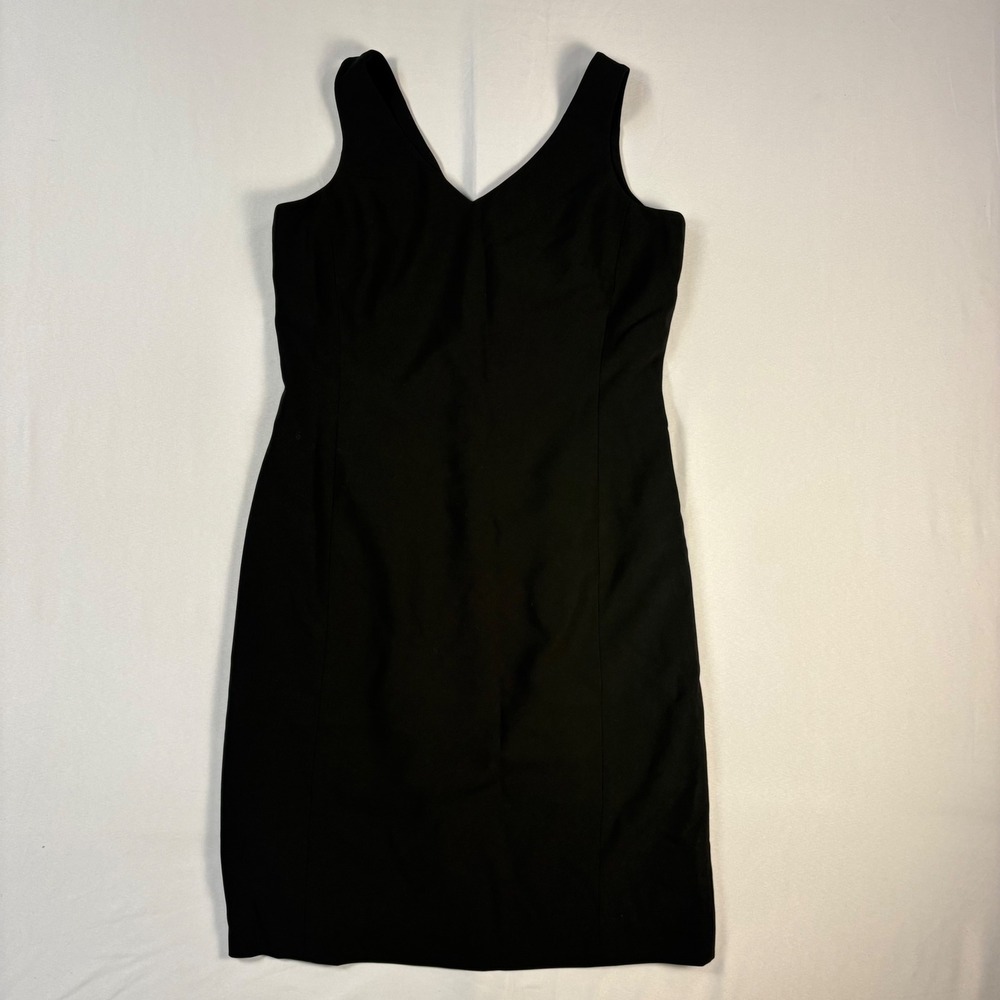 Jones New York Platinum Womens Black V-Neck Sheath Dress Size 12 Sleeveless LBD - Picture 5 of 10